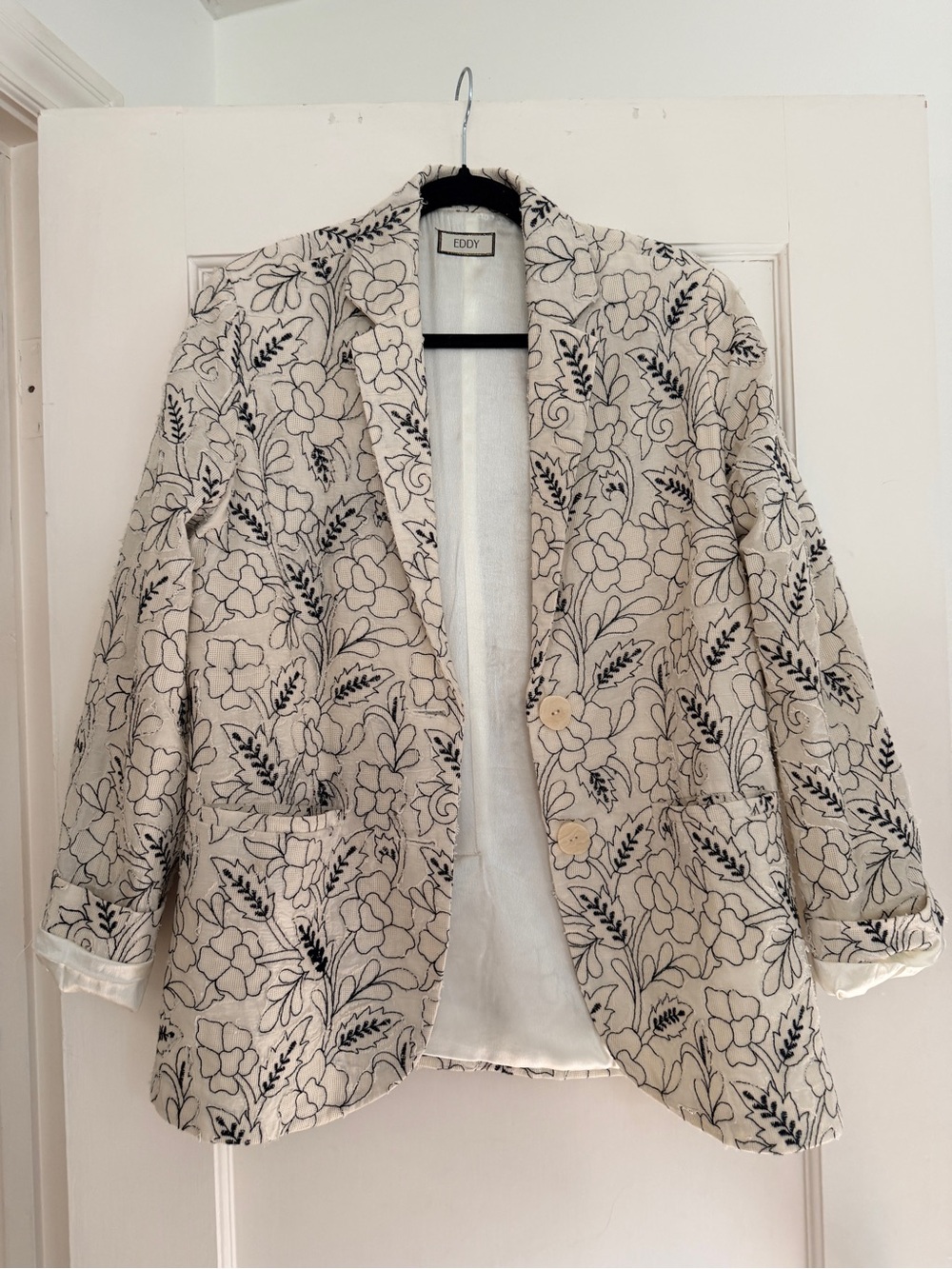 Shop Eddy Women's Cream Floral Embroidered Blazer